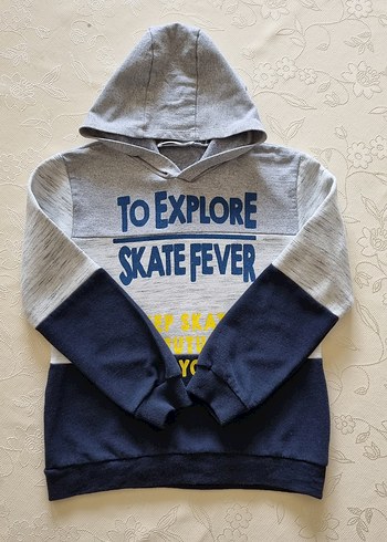 11-12 Yaş Beden gri Renk 11-12 yaş Koton Sweatshirt