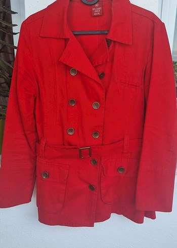 Kırmızı Kadın Trençkot Ceket - Görsel 6