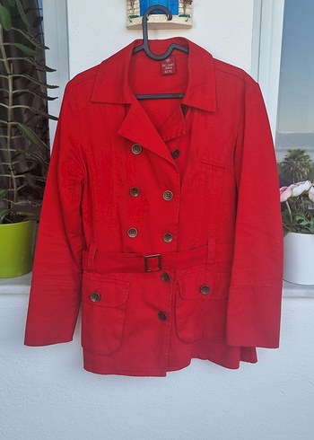 Kırmızı Kadın Trençkot Ceket - Görsel 7