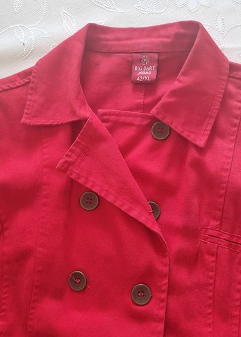 Kırmızı Kadın Trençkot Ceket - Görsel 8