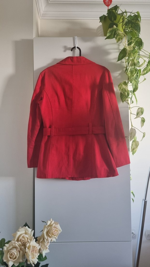 Kırmızı Kadın Trençkot Ceket - Görsel 2