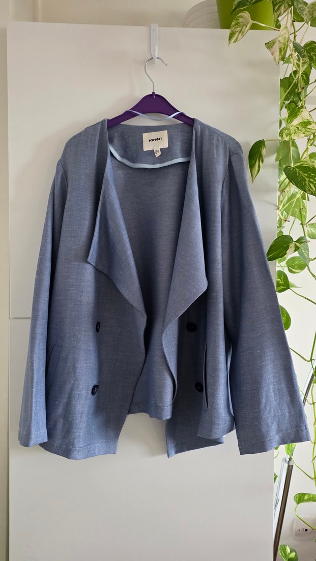 Koton 42 Beden Mavi Şal Yaka Ceket - Görsel 4