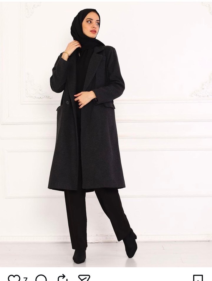 Siyah Uzun kaşe kaban line marka - Görsel 2