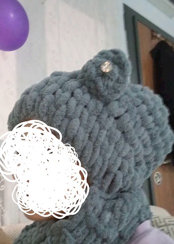 Gri Atkılı Bere balaklava - Görsel 8