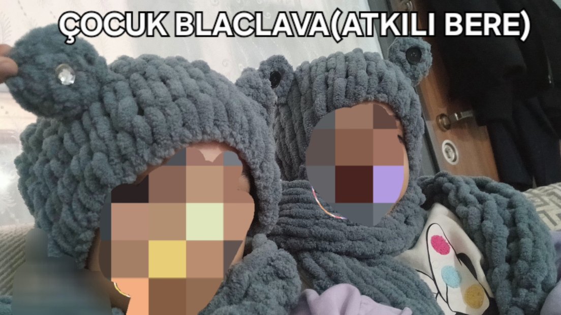 Gri Atkılı Bere balaklava - Görsel 2