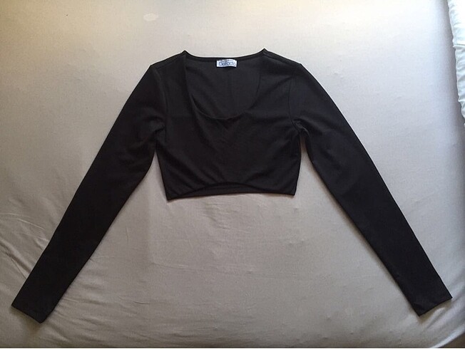 xs Beden siyah Renk Defacto Crop Top U Yaka Tişört