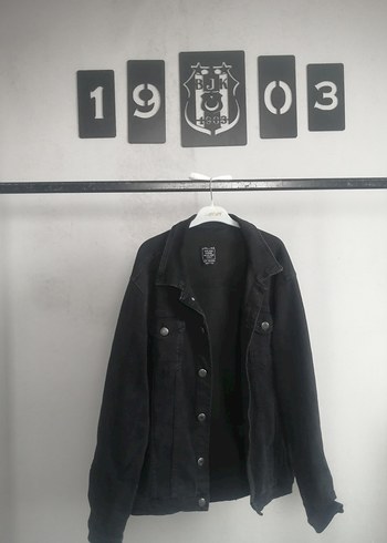 Düğmeli Siyah Kadın Denim Ceket