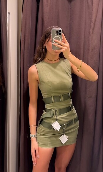 Zara kemerli mumlu elbise
