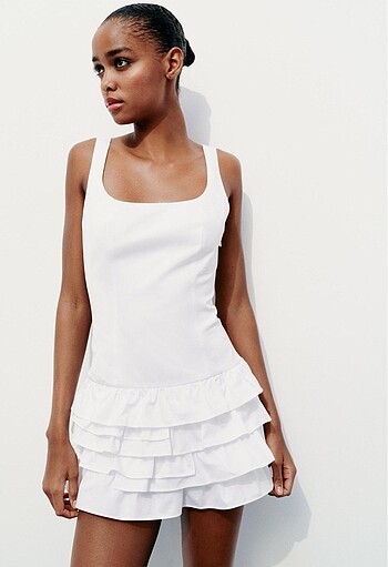 Zara Zara fırfırlı kısa tulum elbise