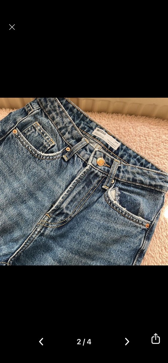 Kadın Mavi Denim Midi Boy Kemerli Jean - Görsel 2
