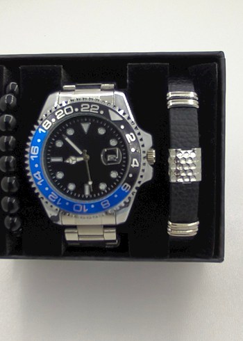 Mavi ve Siyah Erkek Biker Saat Seti - Görsel 2