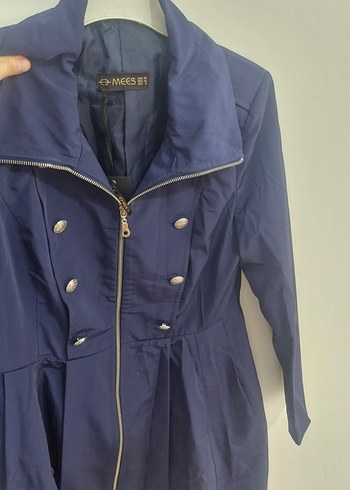 Düğmeli Mavi Kadın Trençkot ürün sıfır - Görsel 2