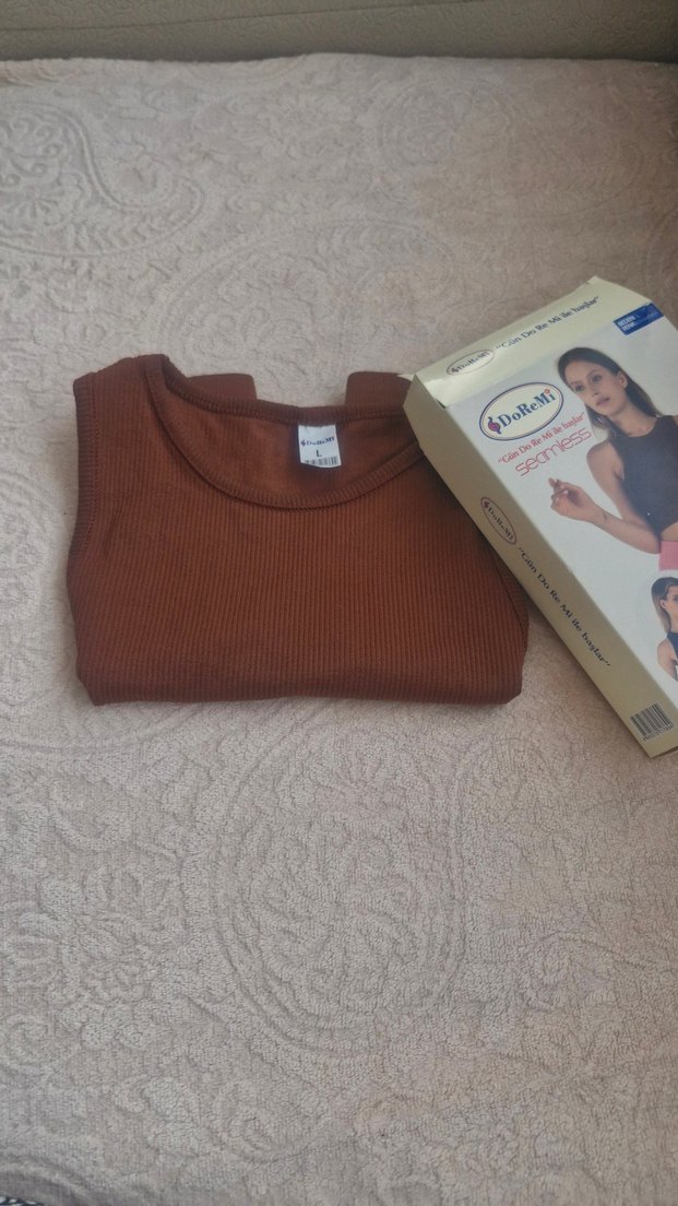 L Kahve renkli paketli çizgili lazer kesim  sporcu crop büstiyer - Görsel 5