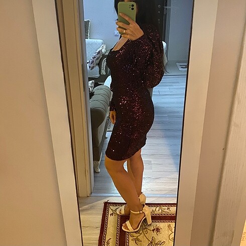 m Beden Pul payetli gece elbisesi