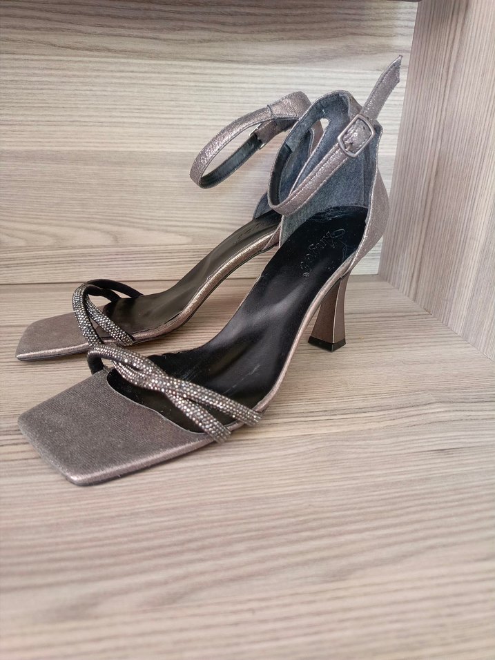 Kahverengi Yılan Desenli Stiletto Topuklu Ayakkabı - Görsel 5