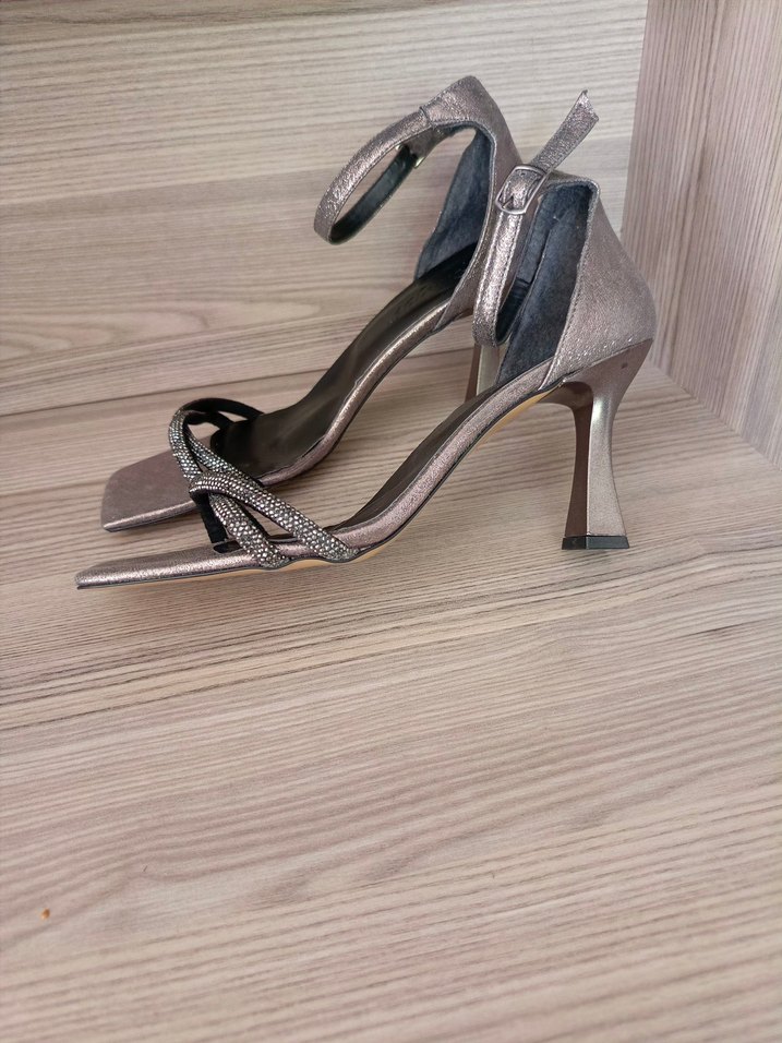 Kahverengi Yılan Desenli Stiletto Topuklu Ayakkabı - Görsel 4