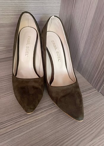 Bej Süet Stiletto Topuklu Kadın Ayakkabı - Görsel 5