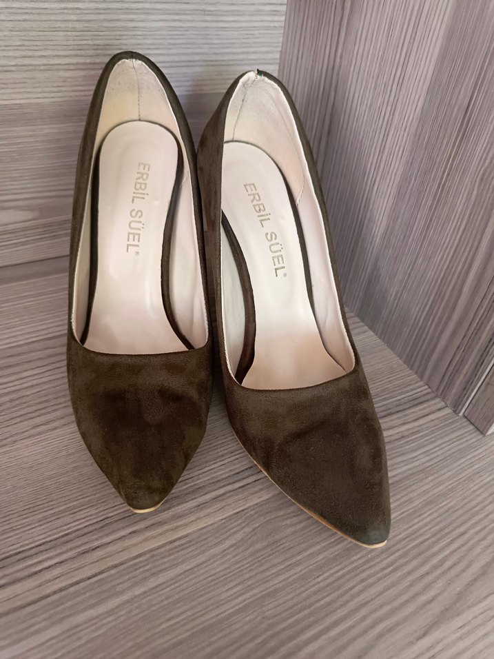 Bej Süet Stiletto Topuklu Kadın Ayakkabı - Görsel 5