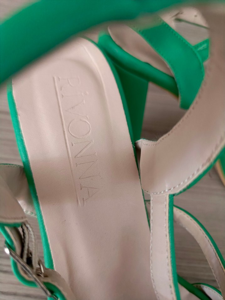 Yeşil Parlak Platform Topuklu Kadın Sandalet - Görsel 2