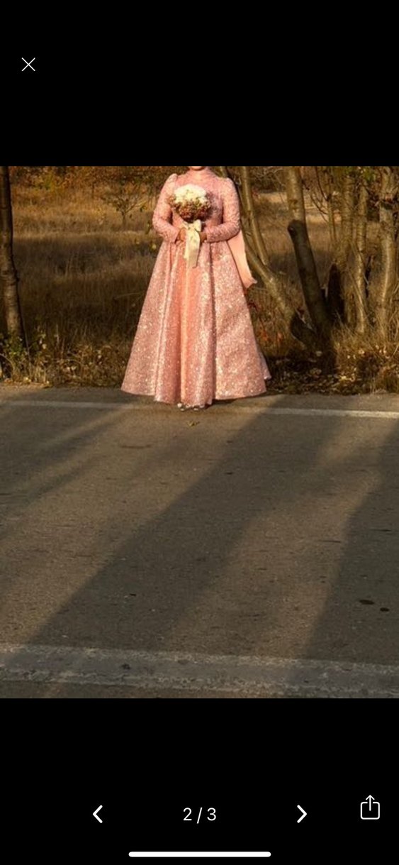 Pembe Nişan Elbisesi özel dikim - Görsel 2