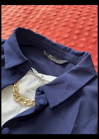 Düğmeli Mavi Keten Gömlek - Görsel 2