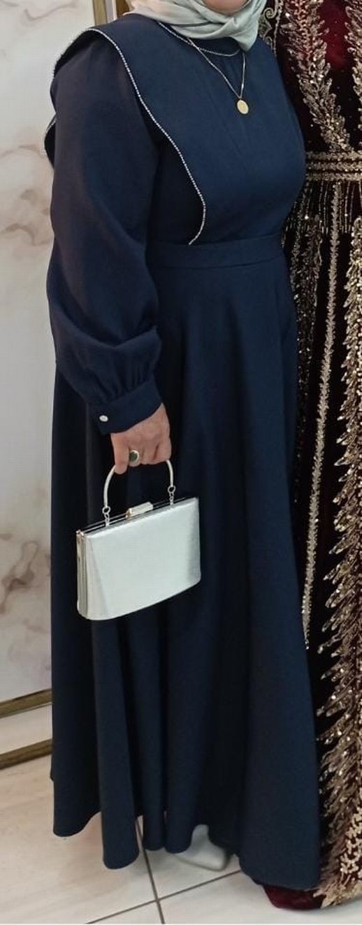 Lacivert Drapeli Abiye Elbise - Görsel 2