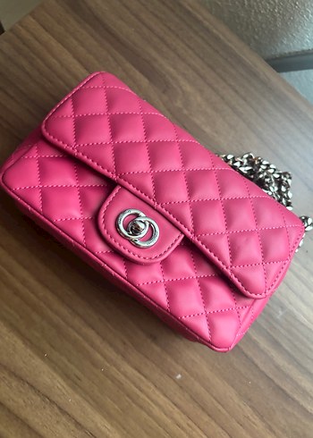 Pembe Zincir Detaylı Deri Kadın Çanta - Görsel 3