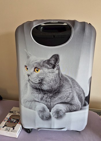 Gri Kedi Desenli Valiz Kılıfı - Görsel 2