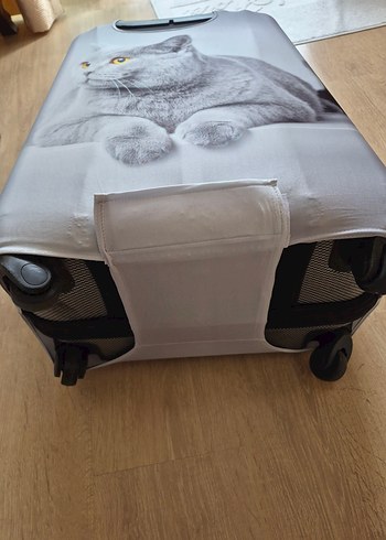 Gri Kedi Desenli Valiz Kılıfı - Görsel 3