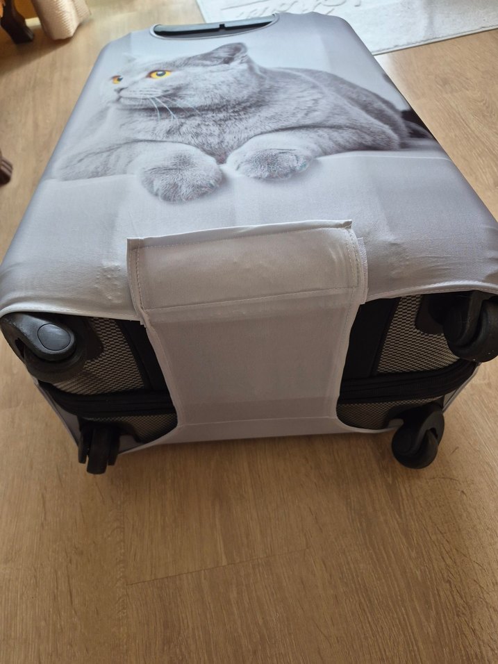 Gri Kedi Desenli Valiz Kılıfı - Görsel 3