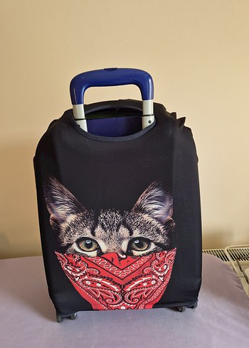 Renkli Baskılı Kedi Görünümlü Bavul Kılıfı - Görsel 2