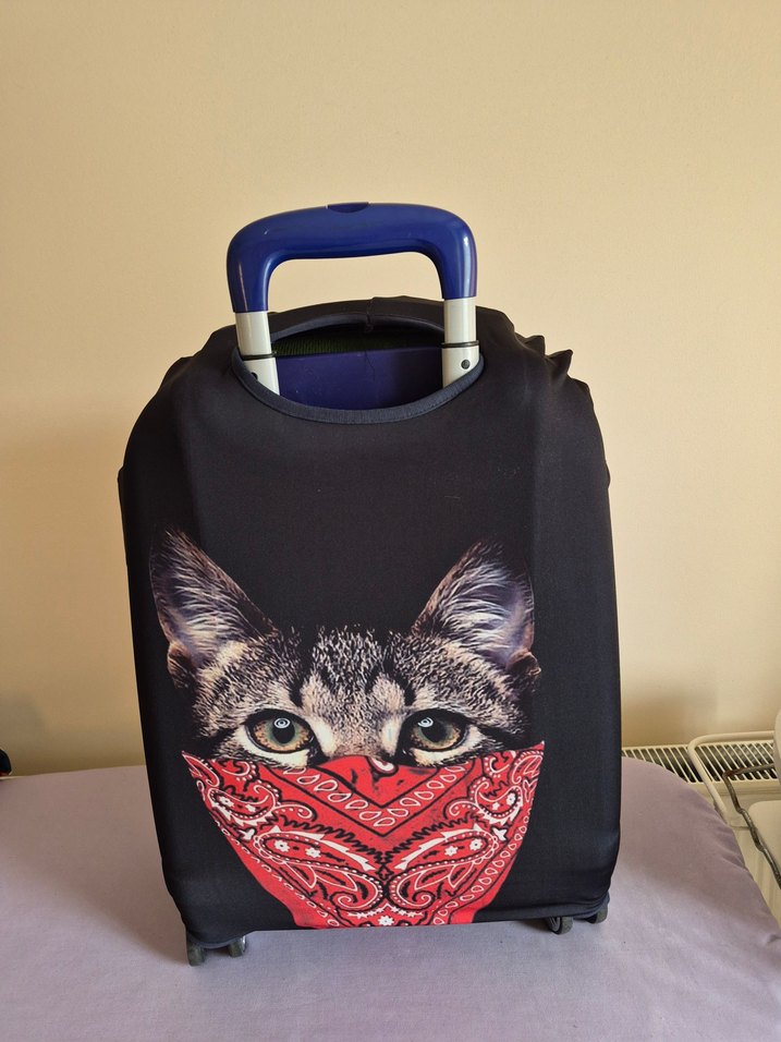 Renkli Baskılı Kedi Görünümlü Bavul Kılıfı - Görsel 2