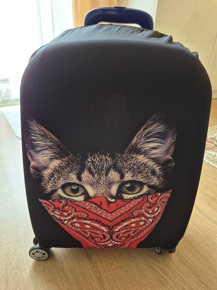 Renkli Baskılı Kedi Görünümlü Bavul Kılıfı - Görsel 4