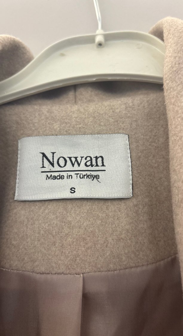 Bej Uzun Kadın Keten Kaban - Görsel 2