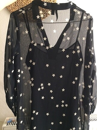 xs Beden siyah Renk Mango Yıldızlı astarlı mini elbise