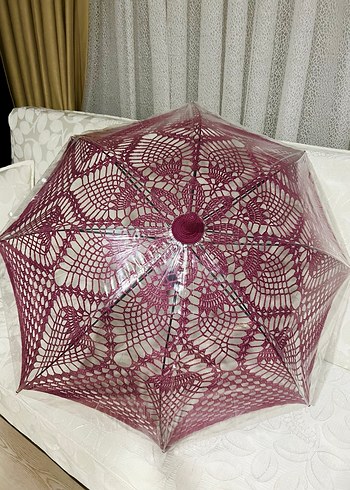 Bordo Dantel Detaylı Gotik Kadın Şemsiye - Görsel 4