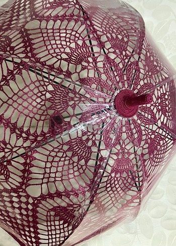 Bordo Dantel Detaylı Gotik Kadın Şemsiye - Görsel 2