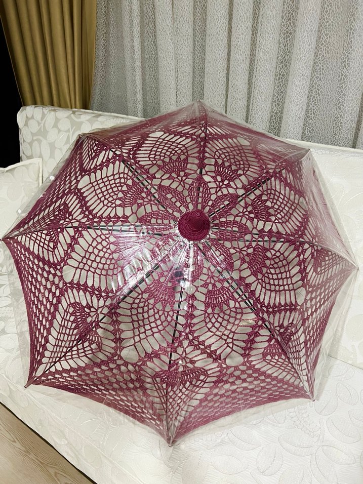 Bordo Dantel Detaylı Gotik Kadın Şemsiye - Görsel 4