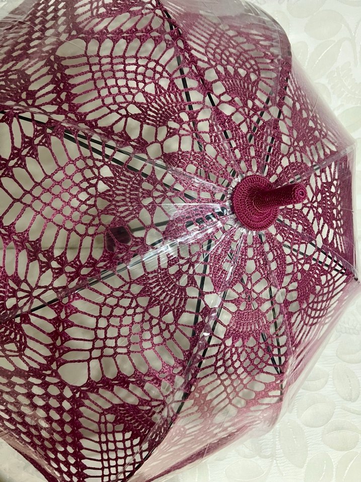 Bordo Dantel Detaylı Gotik Kadın Şemsiye - Görsel 2