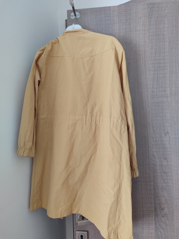 Bej Düğmeli Midi Kadın Trençkot - Görsel 2