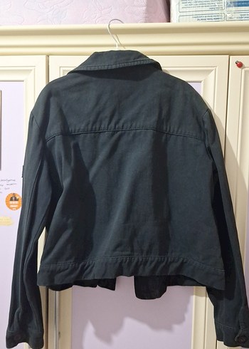 s Beden Düğmeli Siyah Kadın Denim Ceket