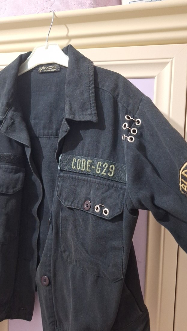 Düğmeli Siyah Kadın Denim Ceket - Görsel 2