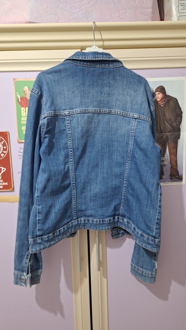 Düğmeli Kadın Mavi Jean Ceket - Görsel 3