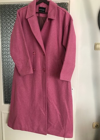 Pembe Uzun Kadın Kaşe Kaban - Görsel 4