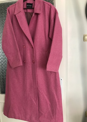 Pembe Uzun Kadın Kaşe Kaban - Görsel 6