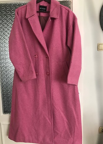 Pembe Uzun Kadın Kaşe Kaban - Görsel 5