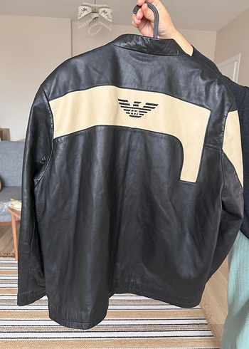 Siyah Bej Deri Erkek Ceket - Görsel 3