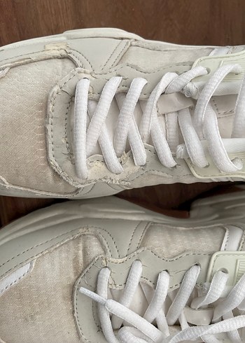 Beyaz Platform Topuklu Bağcıklı Kadın Spor Ayakkabı - Görsel 4