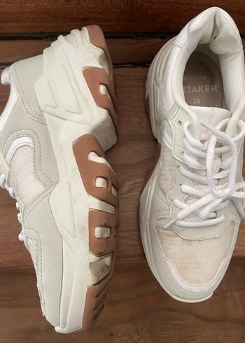 Beyaz Platform Topuklu Bağcıklı Kadın Spor Ayakkabı - Görsel 3