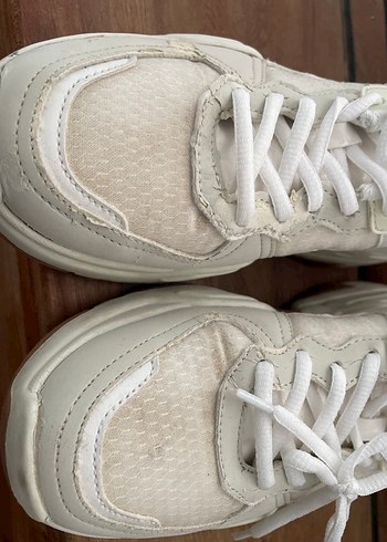 Beyaz Platform Topuklu Bağcıklı Kadın Spor Ayakkabı - Görsel 5